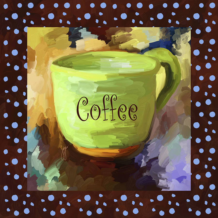 Coffee Cup With Blue Dots Painting by Jai Johnson