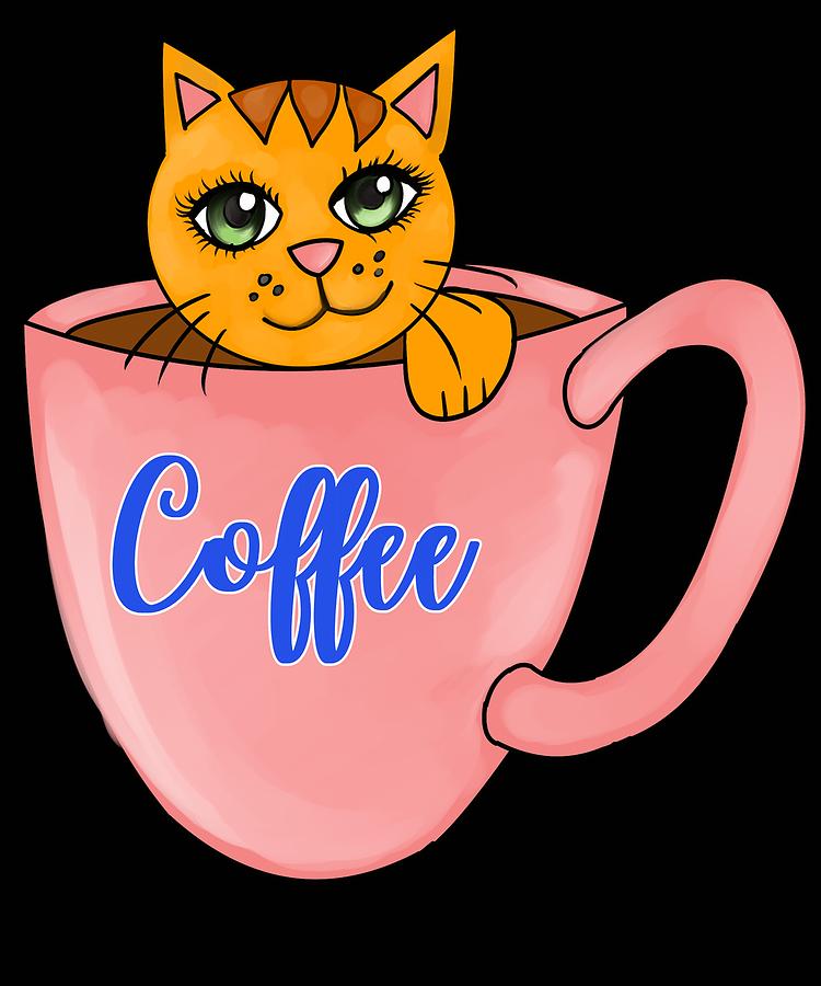 Coffee cute cats Digital Art by Kaylin Watchorn