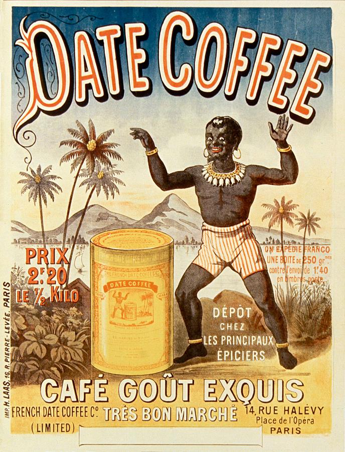 Coffee - Delicious - Old Poster - Vintage - Wall Art - Art Print - Palmtree - Black Man - Box Drawing