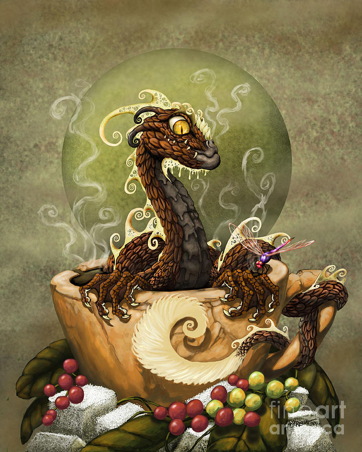 Dragon Digital Art - Coffee Dragon by Stanley Morrison
