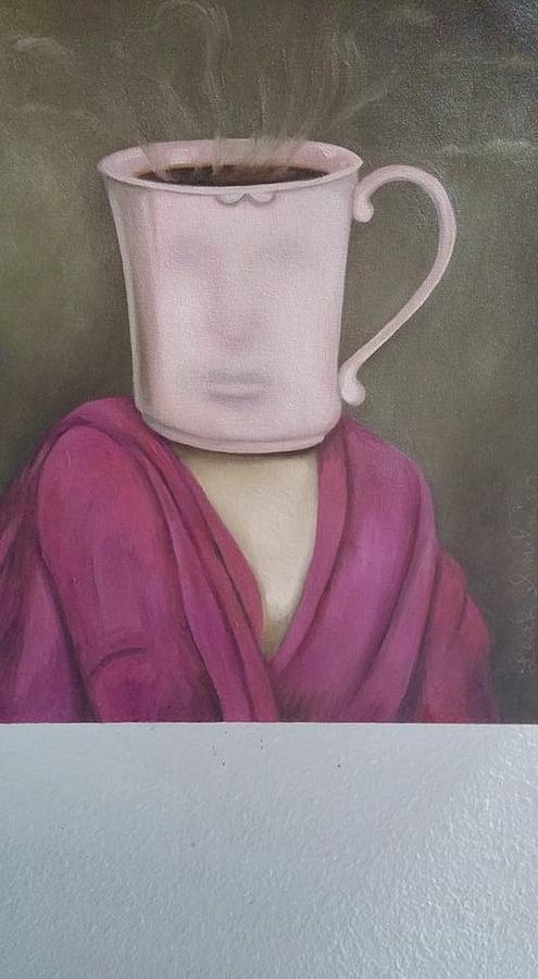 Coffee Painting - Coffee Head 2 wip by Leah Saulnier The Painting Maniac