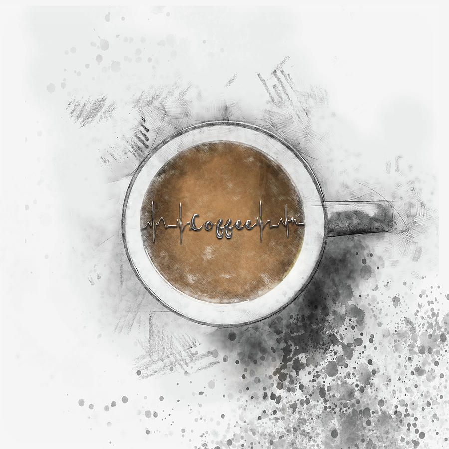 Coffee Drawing - Coffee Heartbeat by Christina VanGinkel