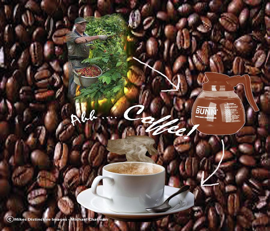 Montage Digital Art - Coffee by Michael Chatman