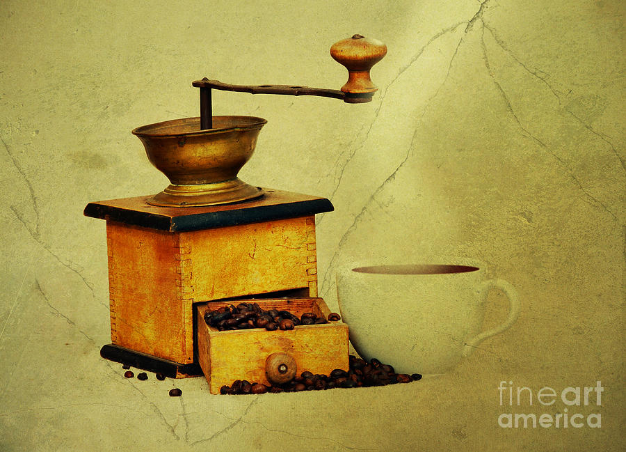 Coffee Mill And Cup Of Hot Black Coffee Photograph by Michal Boubin