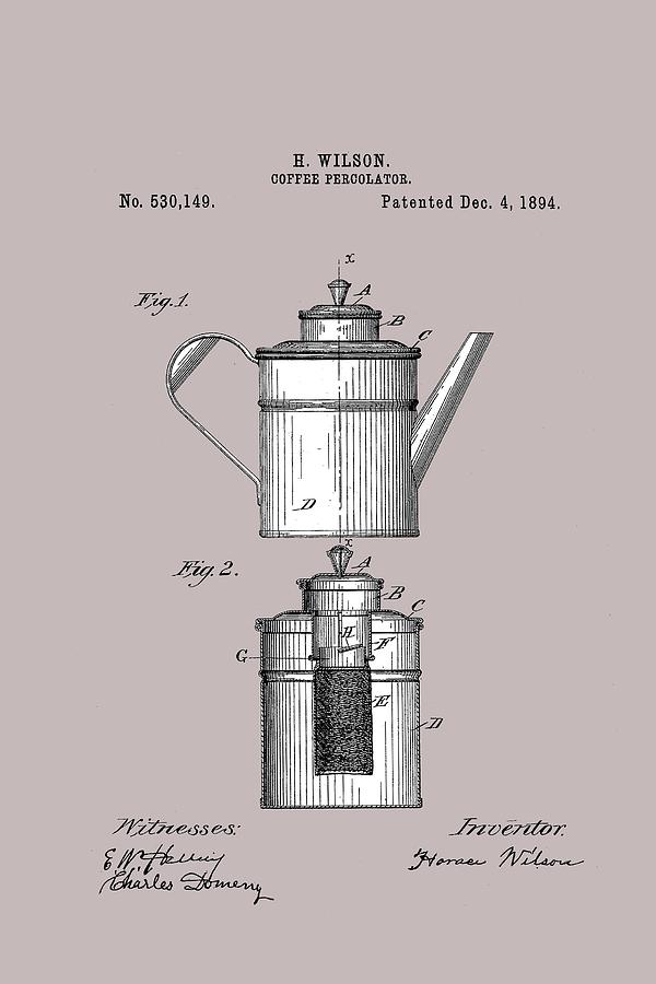 Coffee Percolator 1894 Drawing by Ray Walsh - Fine Art America