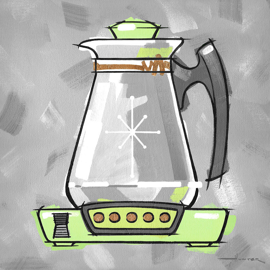 Coffee Pot lime Painting by Larry Hunter