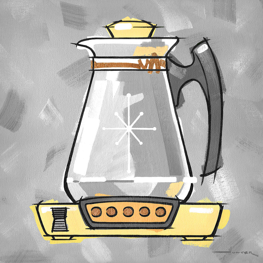Coffee Pot yellow Painting by Larry Hunter