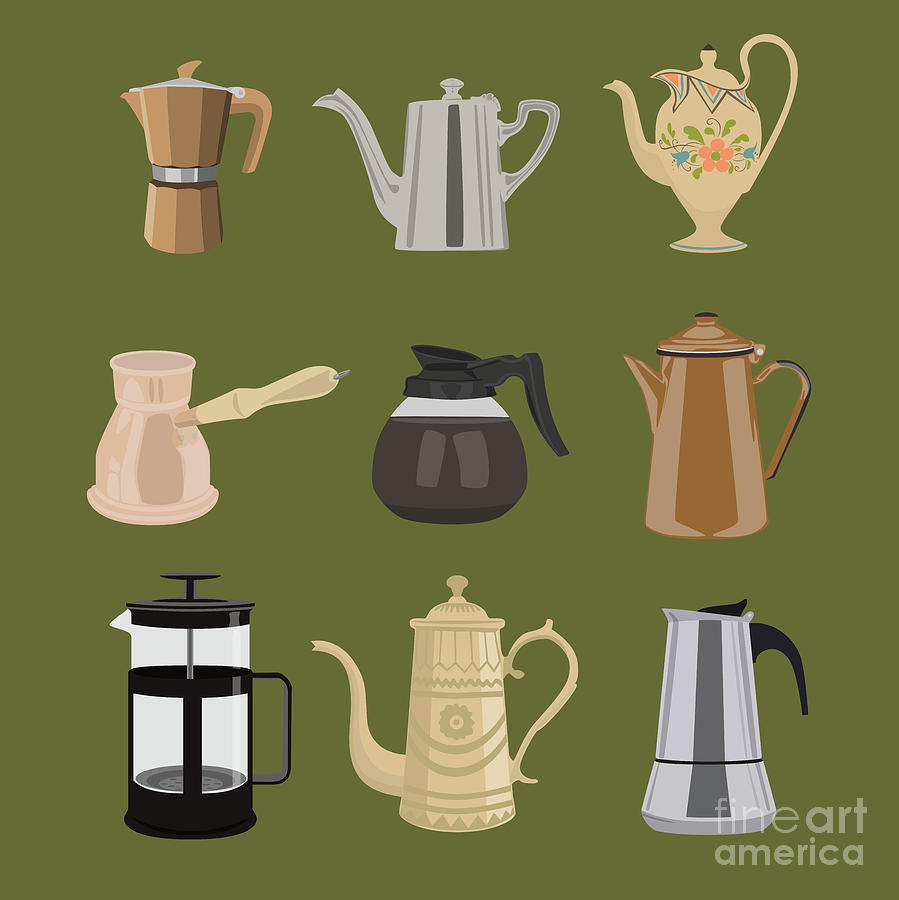 Coffee Digital Art - Coffee Pots by Claire Huntley