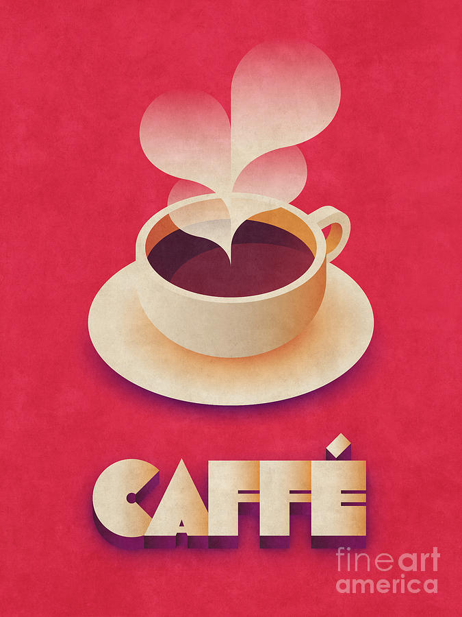 Coffee Digital Art - Coffee Retro - Red by Organic Synthesis