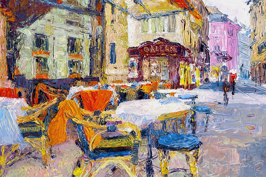 Coffee Shop in Downtown Painting by Judith Barath