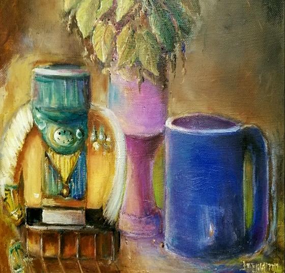 Coffee Time - Still Life Painting by Bernadette Krupa