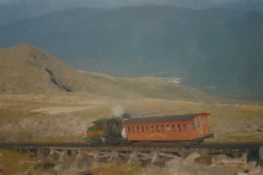 Cog Railway Mount Washington Painting by Bill McEntee