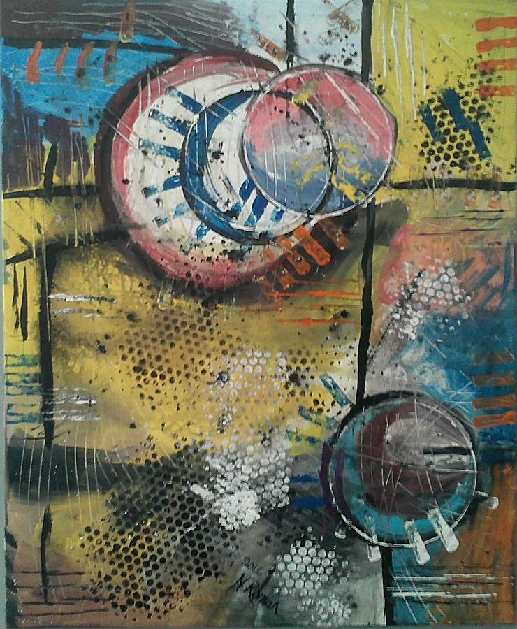 Abstract Painting - Cogs Of Life by Norma Roman