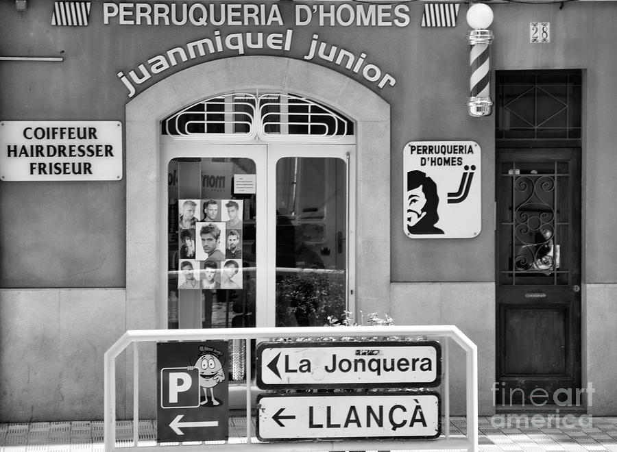 Coiffeur Hairdresser Home Town Salvador Dali BW Photograph by Chuck Kuhn