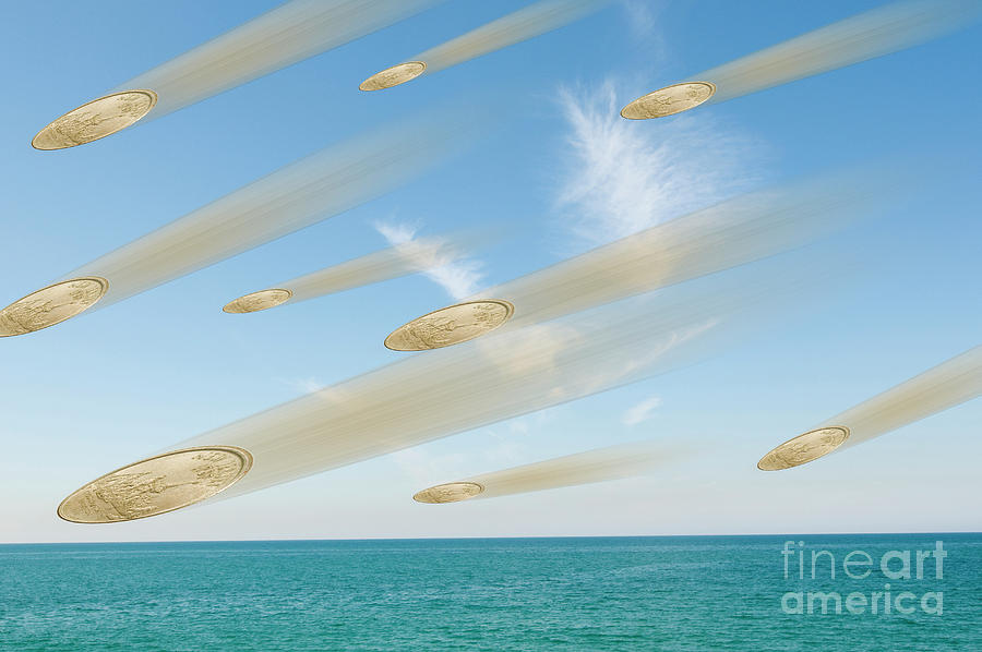 Coins falling out of the sky  Photograph by Humorous Quotes