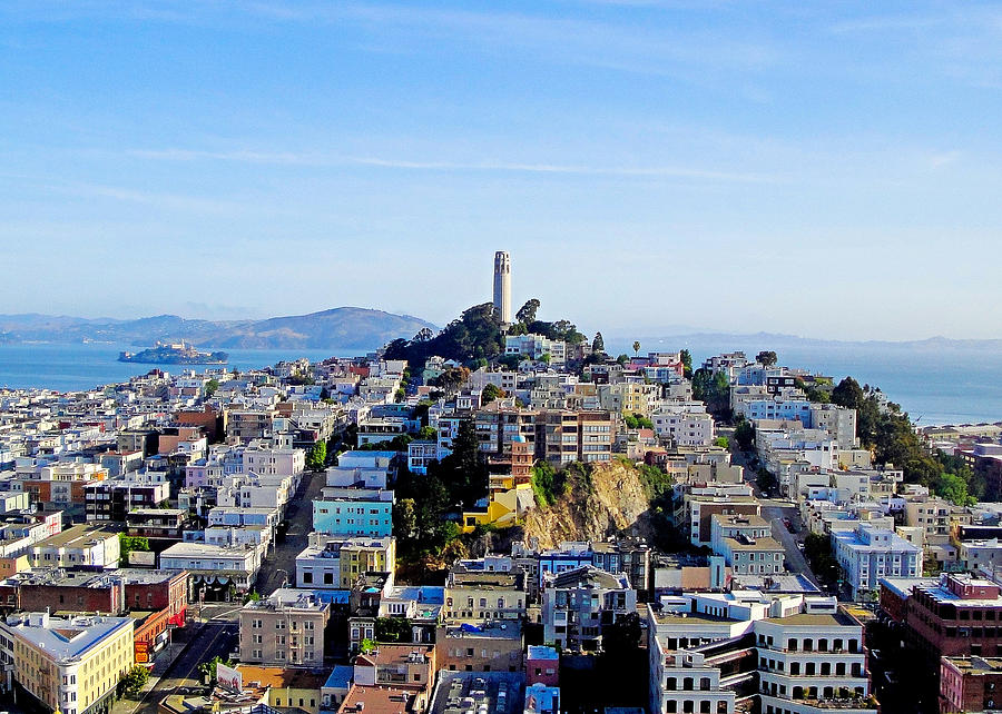 Coit Tower and Alcatraz Photograph by Robert Meyers-Lussier