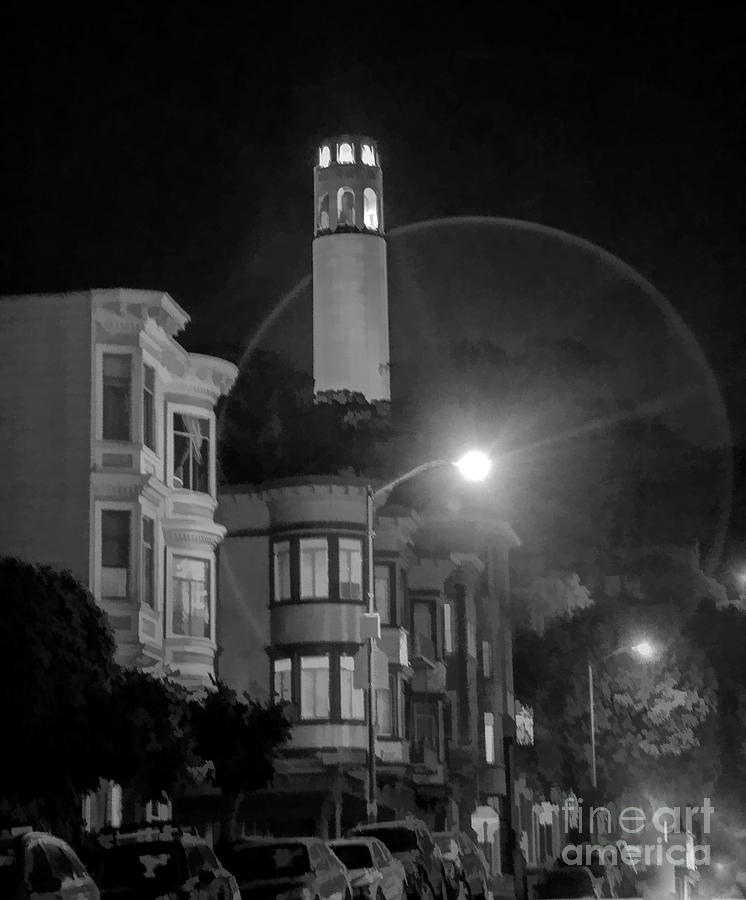 Coit Tower Black  Photograph by Chuck Kuhn