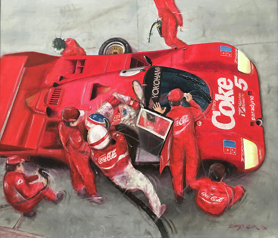 Sebring Race Track Painting - Coke Race Car by Gary Greer