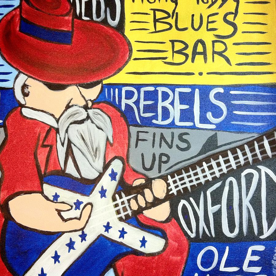 Football Painting - Col Reb Blues Upright by Lisa Collinsworth