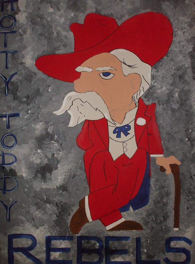 Football Painting - Col Reb Gray Background 2 by Lisa Collinsworth