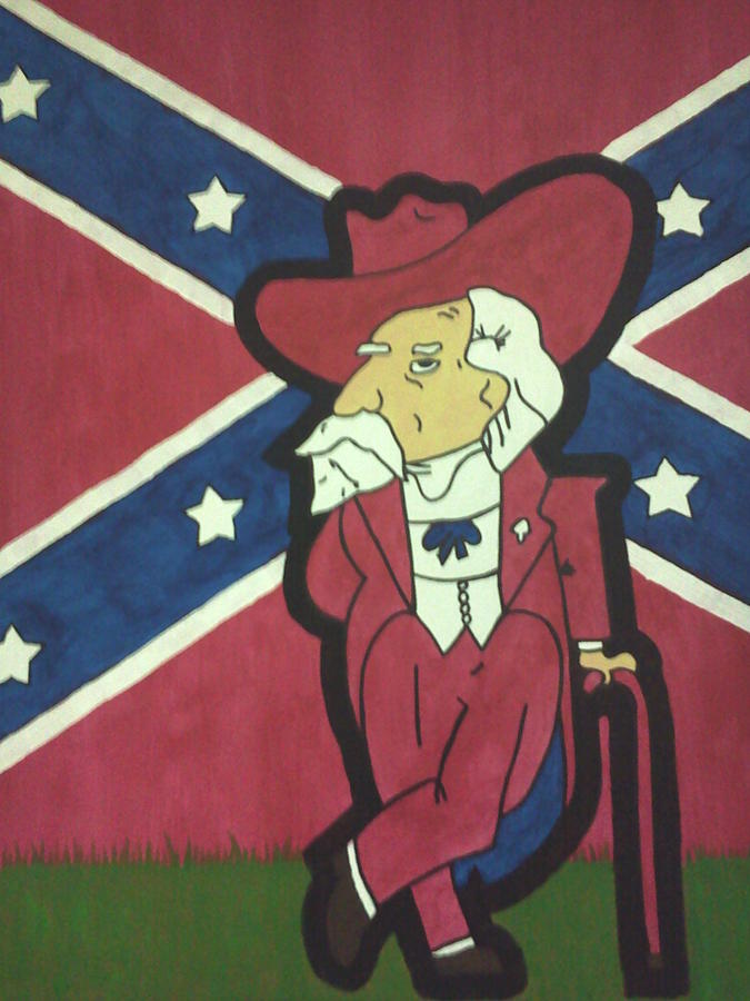 Football Painting - Col Reb with Rebel Flag by Lisa Collinsworth