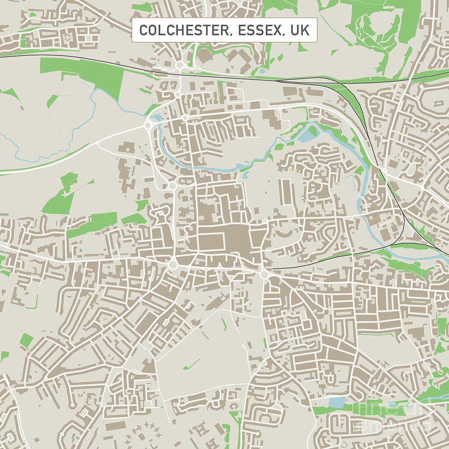 Colchester Essex UK City Street Map Digital Art by Frank Ramspott ...