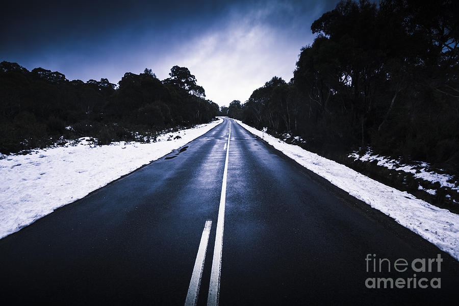 Winter Photograph - Cold blue highway by Jorgo Photography