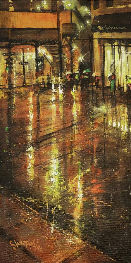 Cold Chicago Rain Painting by Tom Shropshire