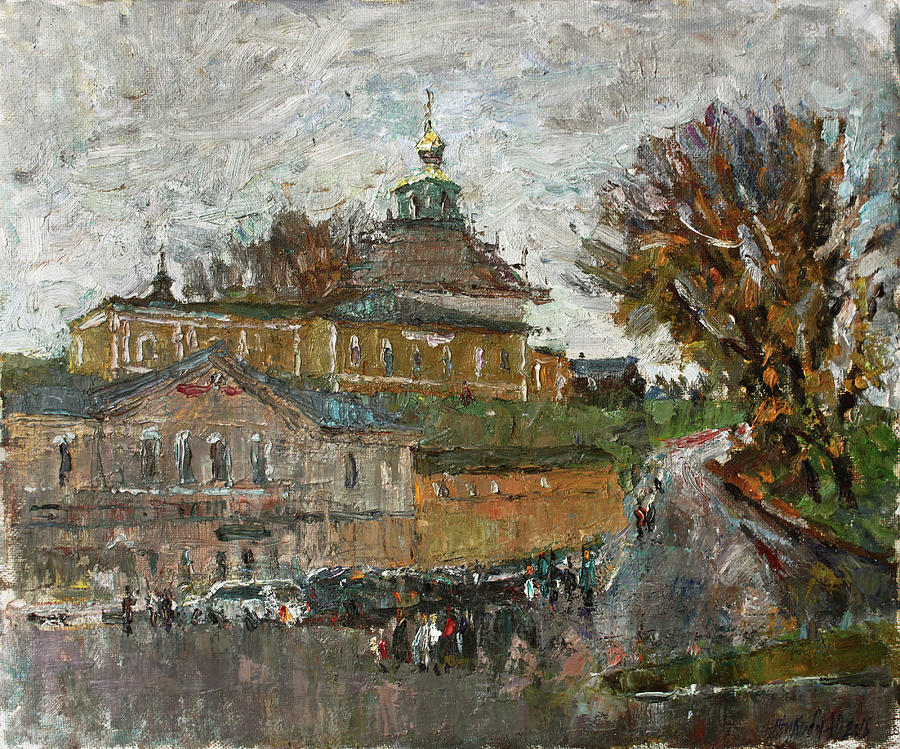 Cold day in Volokolamsk Painting by Juliya Zhukova