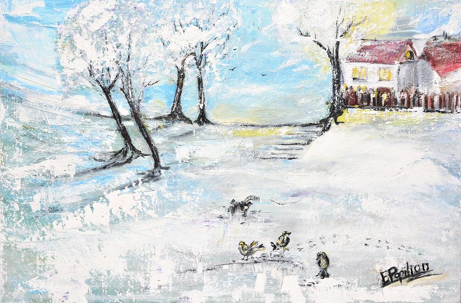 Winter Painting - Cold Evening by Evelina Popilian