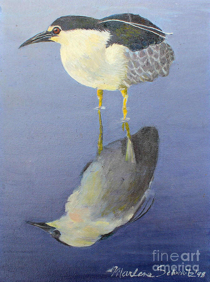 Heron Painting - Cold Feet by Marlene Schwartz Massey