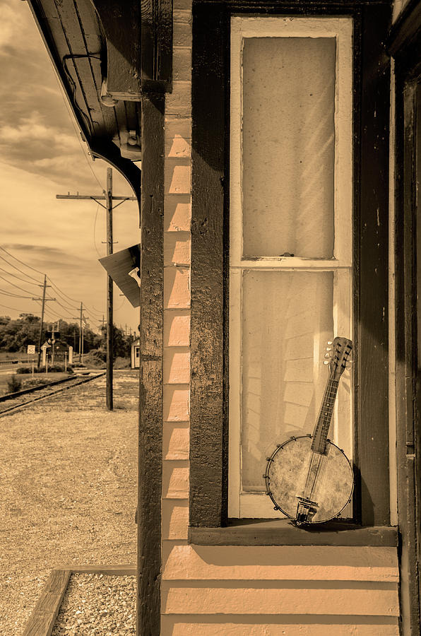 Cold Point Village Station - Banjo Mandolin in Sepia Photograph by Bill Cannon