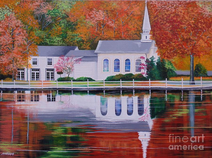 Cold Spring Harbor St Johns Church Painting by Nereida Rodriguez