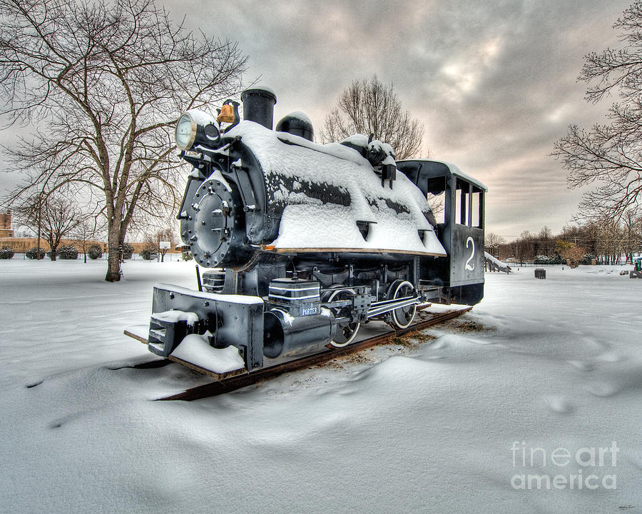 Train Photograph - Cold Train at Riverside by Clayton Cavaness