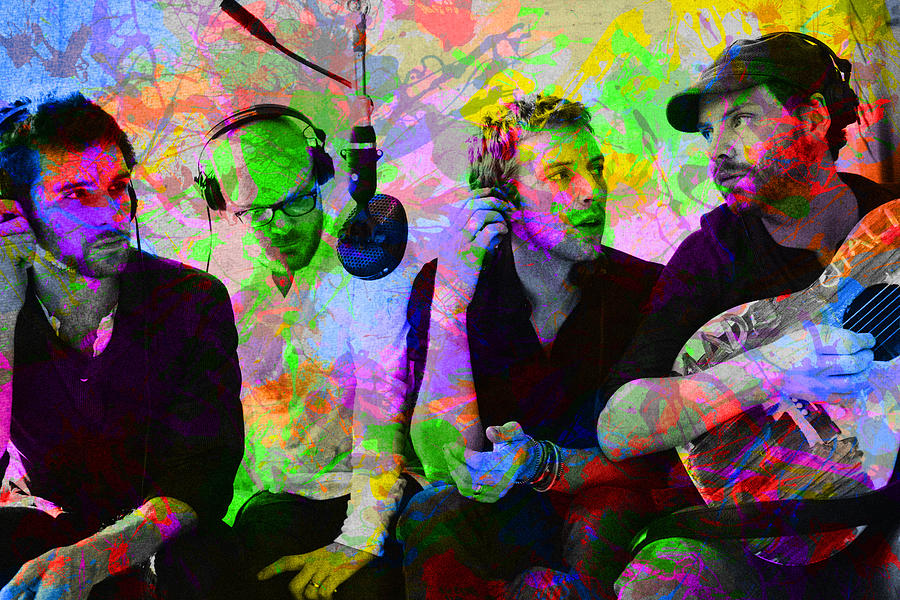 Coldplay Mixed Media - Coldplay Band Portrait Paint Splatters Pop Art by Design Turnpike
