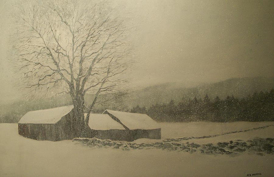 Coleman Hill Barn Storm Painting by Ken Ahlering