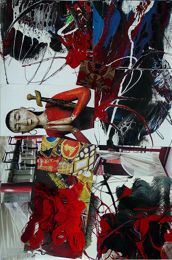 Fabric Mixed Media - Collage 13  20x30 by Annette Labedzki
