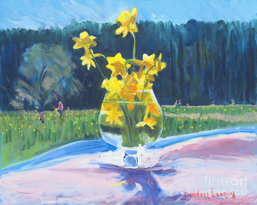 Collecting Daffodils Painting by Candace Lovely