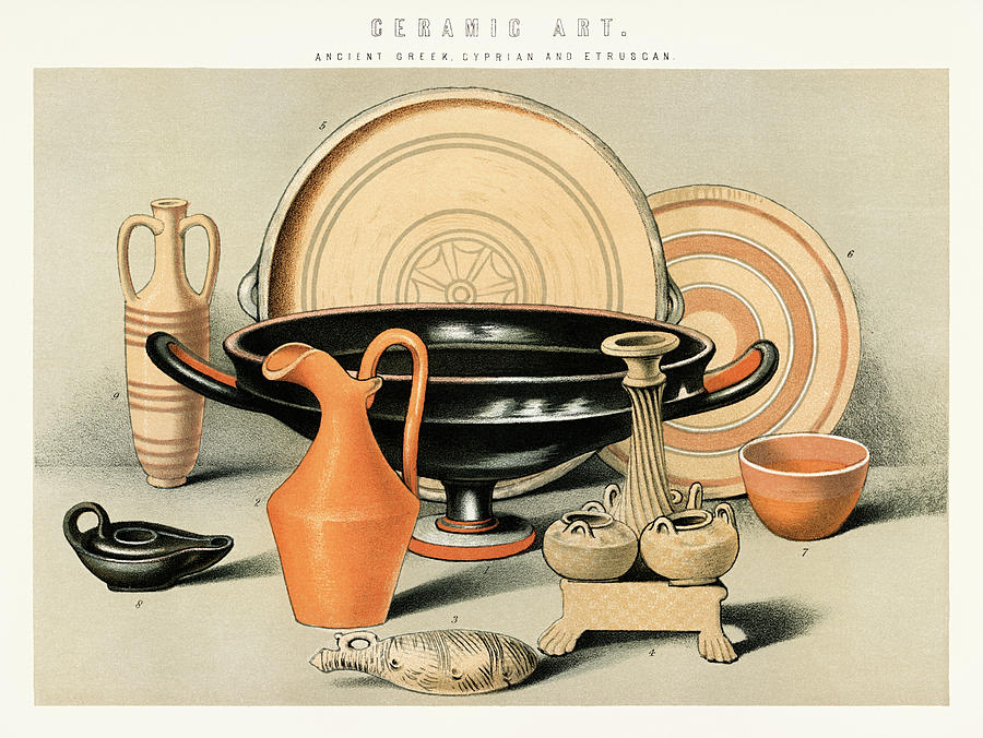 Collection of ancient everyday ceramic tools Drawing by Vincent Monozlay