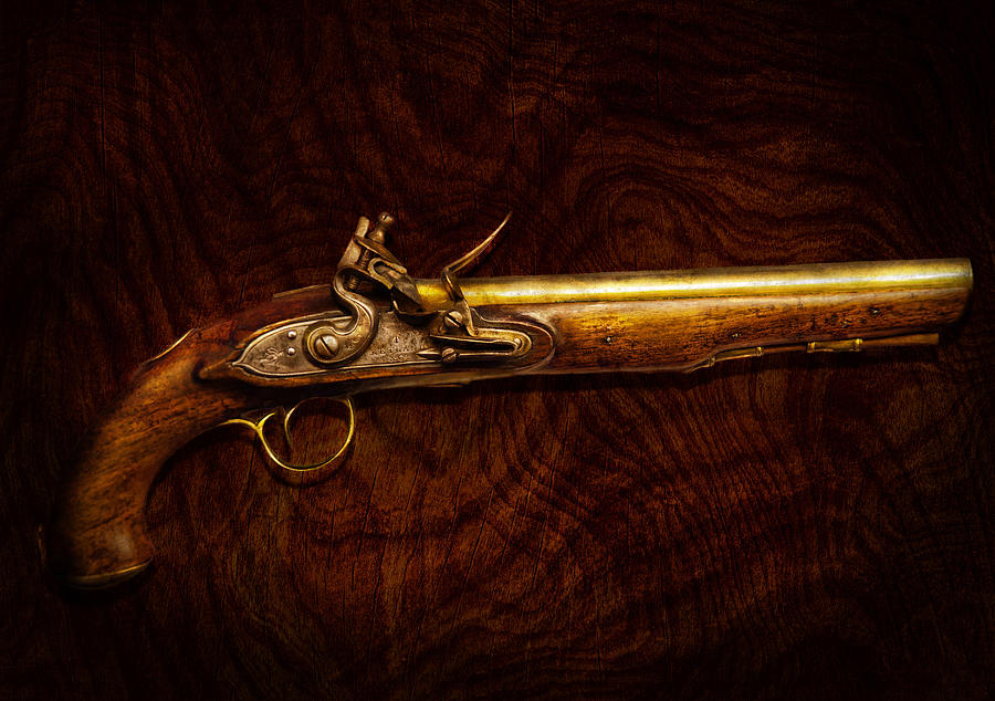 Vintage Photograph - Collector - Gun - Flintlock Pistol  by Mike Savad