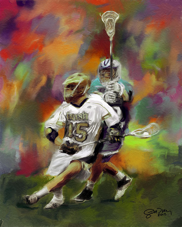 Notre Dame Painting - College Lacrosse 13 by Scott Melby