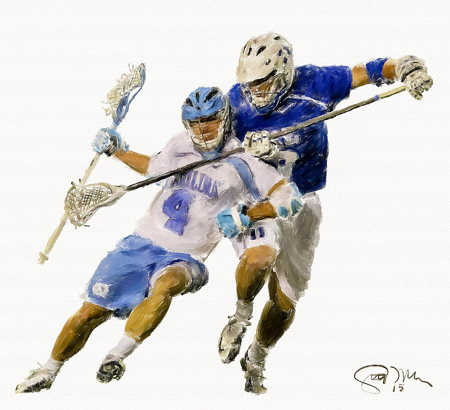 Duke University Painting - College Lacrosse 21 by Scott Melby