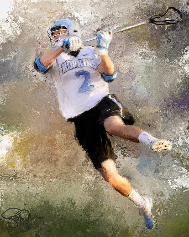Sports Painting - College Lacrosse Shot 2 by Scott Melby