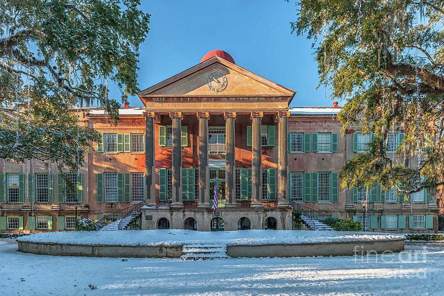College Of Charleston Covered In Snow Photograph