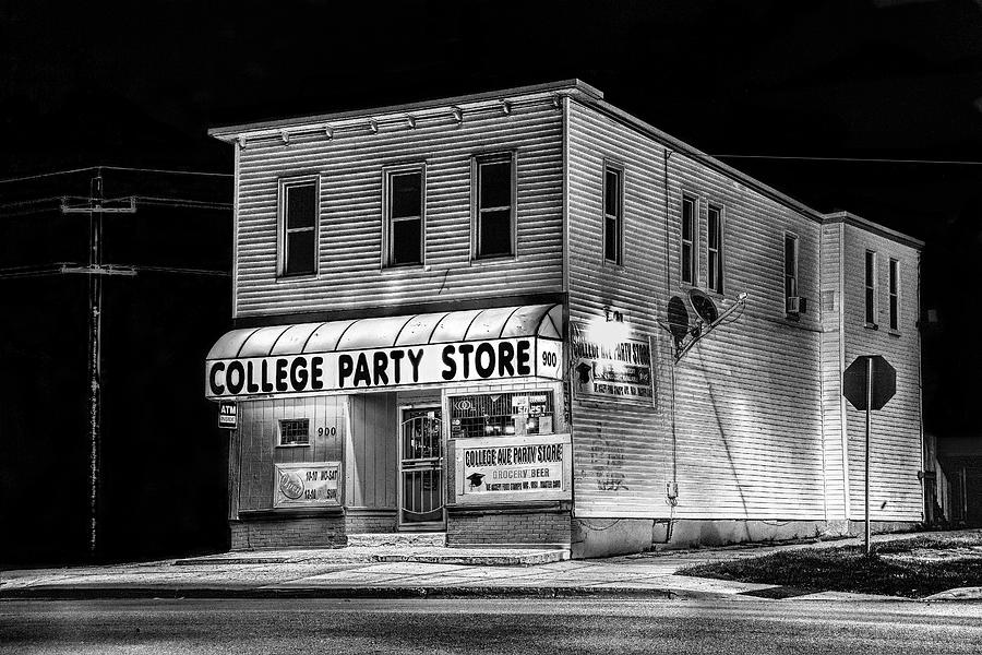 College Party Store in Black and White Photograph by Randall Nyhof