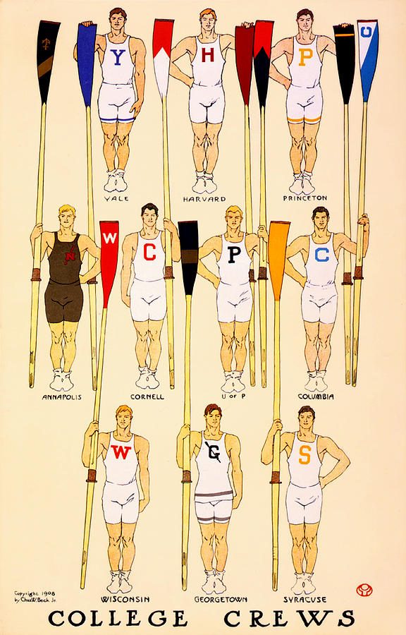 College Rowing Crews 1908 Drawing by Mountain Dreams