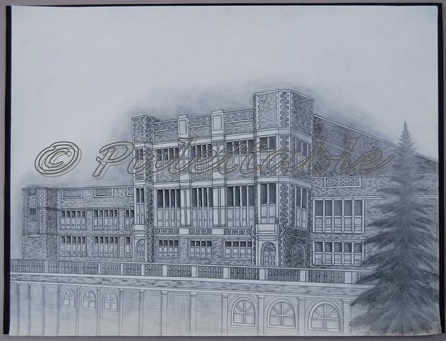 Building Drawing - Collegiate Academy by Alice Stanton Building Drawing - Collegiate Academy by Alice Stanton