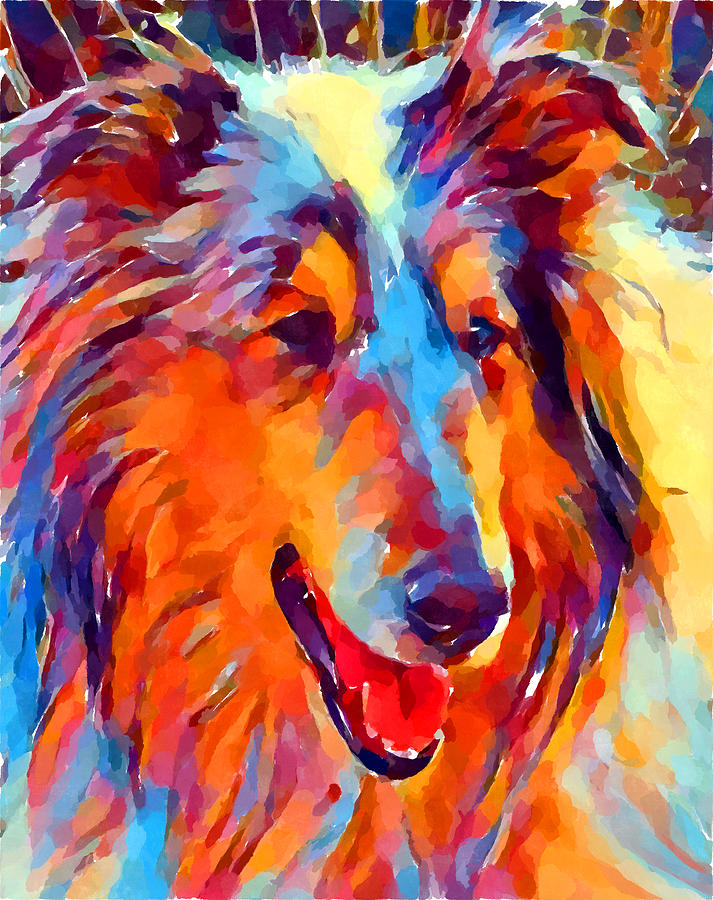 Abstract Painting - Collie Watercolor by Chris Butler