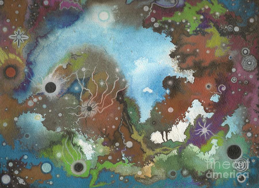 Planet Mixed Media - Collision Course Planetary Choas by Janet Hinshaw