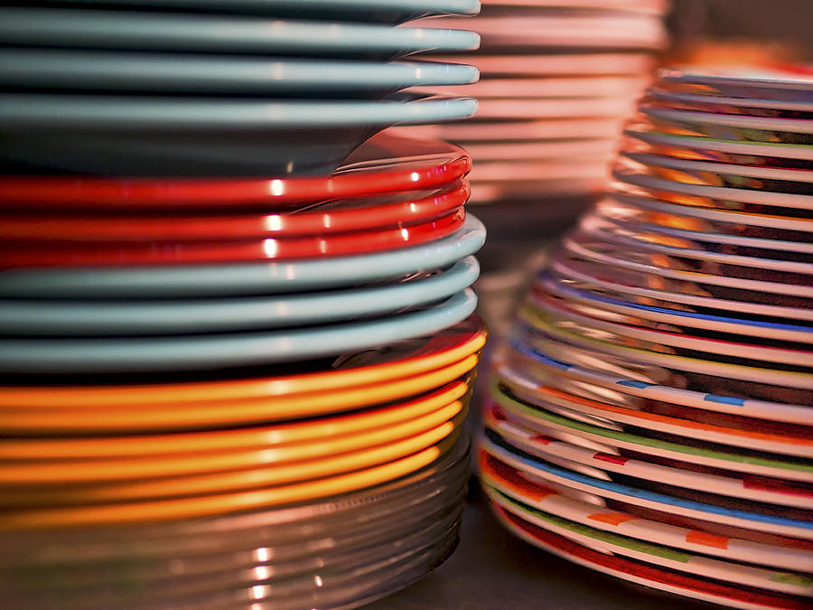 Coloful Stacks Of Plates Photograph